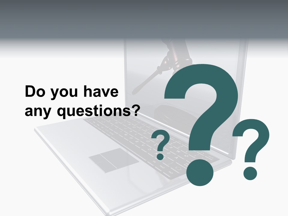 A Laptop With A Gavel On The Screen Representing Internet Auctions PowerPoint Template