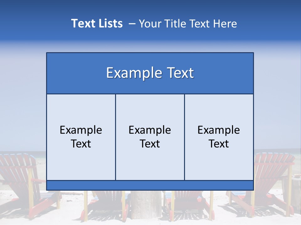 Resort Beach Chairs At Tropical Beach PowerPoint Template