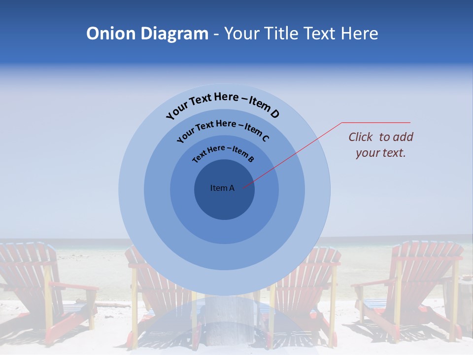 Resort Beach Chairs At Tropical Beach PowerPoint Template