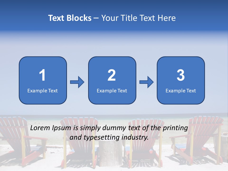 Resort Beach Chairs At Tropical Beach PowerPoint Template