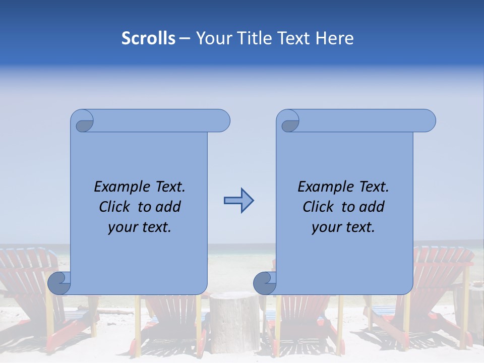 Resort Beach Chairs At Tropical Beach PowerPoint Template