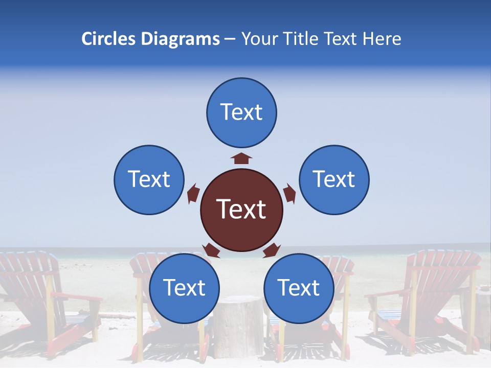 Resort Beach Chairs At Tropical Beach PowerPoint Template