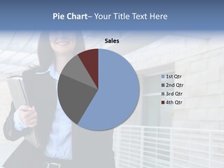 A Pretty Business Woman Talking On The Phone At Office Building PowerPoint Template