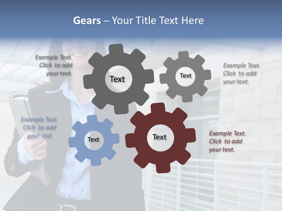 A Pretty Business Woman Talking On The Phone At Office Building PowerPoint Template