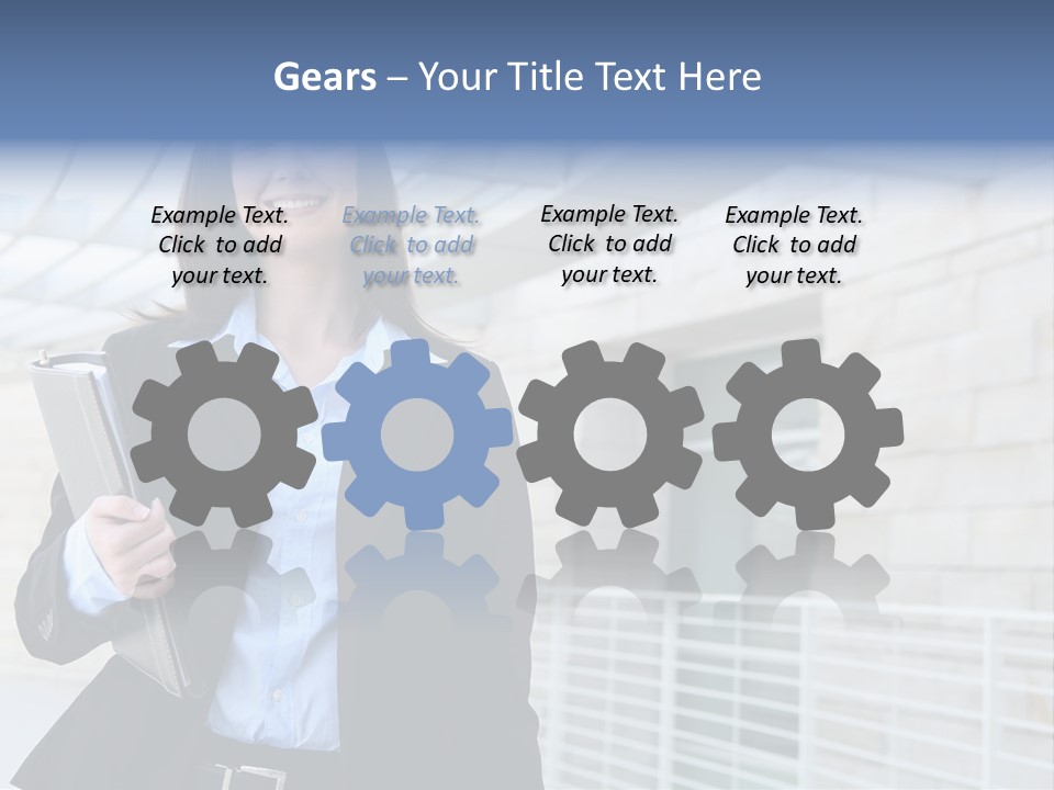 A Pretty Business Woman Talking On The Phone At Office Building PowerPoint Template