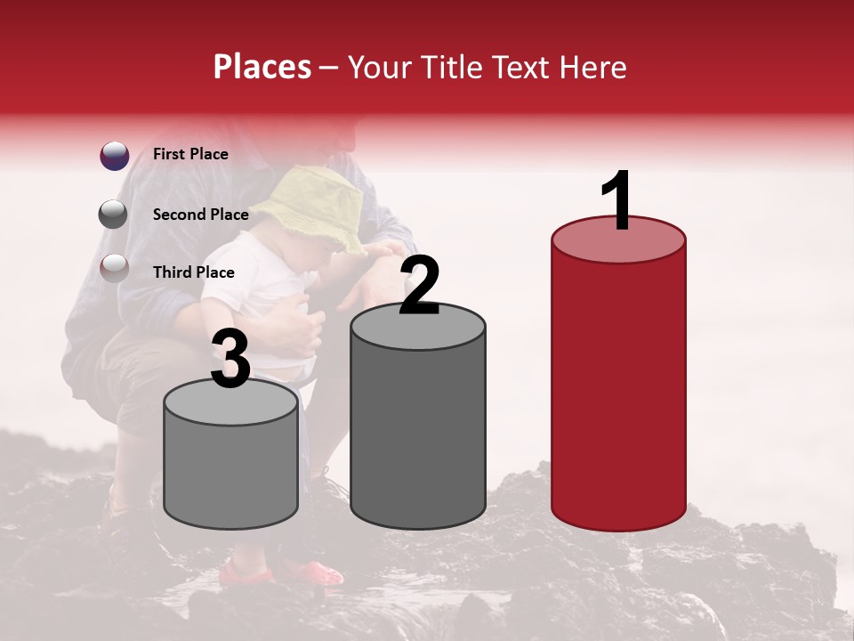 Young Father With Little Son Outdoors At Ocean PowerPoint Template