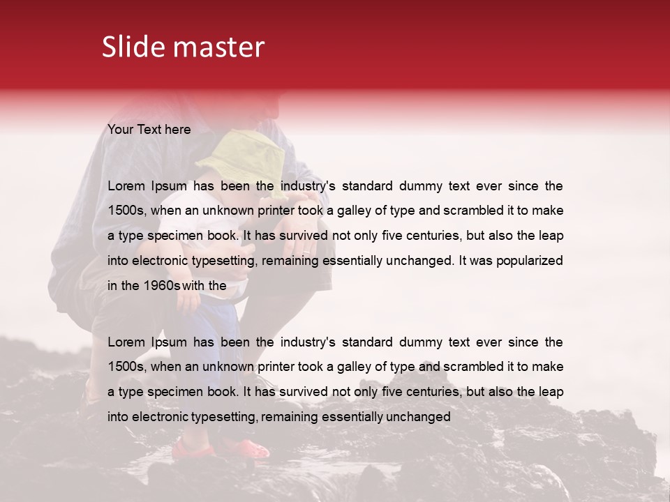 Young Father With Little Son Outdoors At Ocean PowerPoint Template