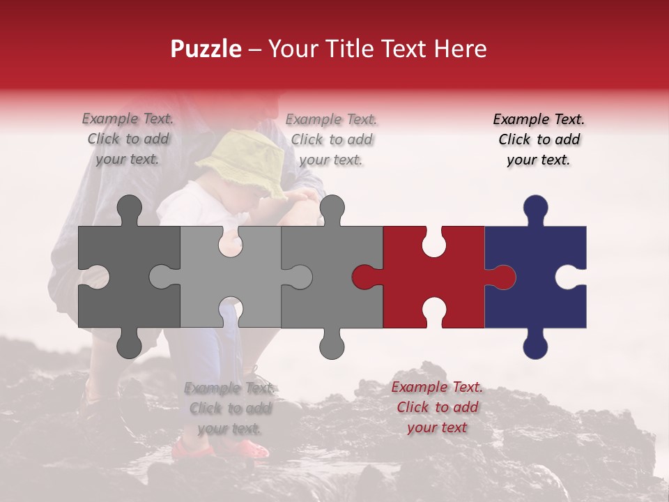 Young Father With Little Son Outdoors At Ocean PowerPoint Template