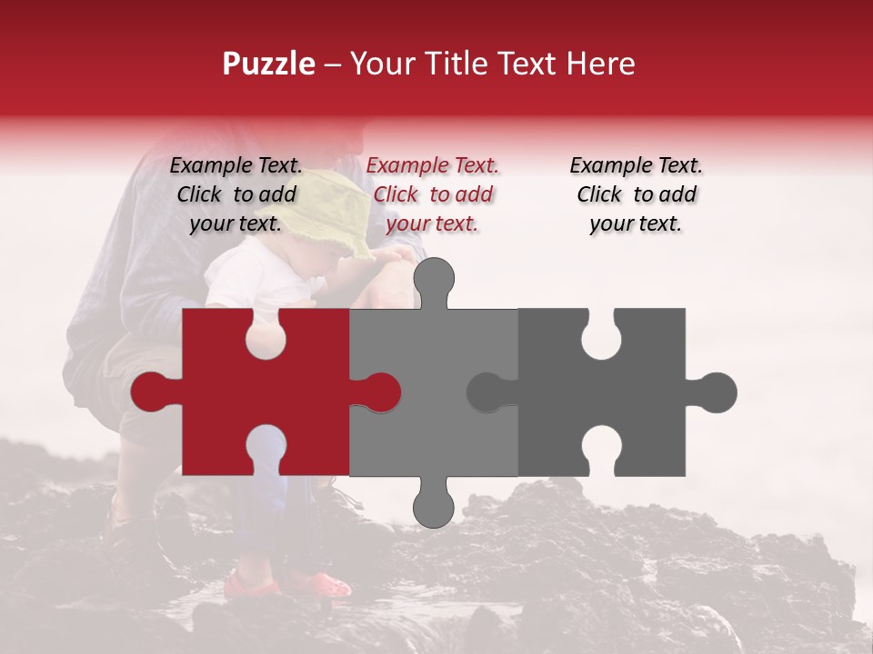 Young Father With Little Son Outdoors At Ocean PowerPoint Template