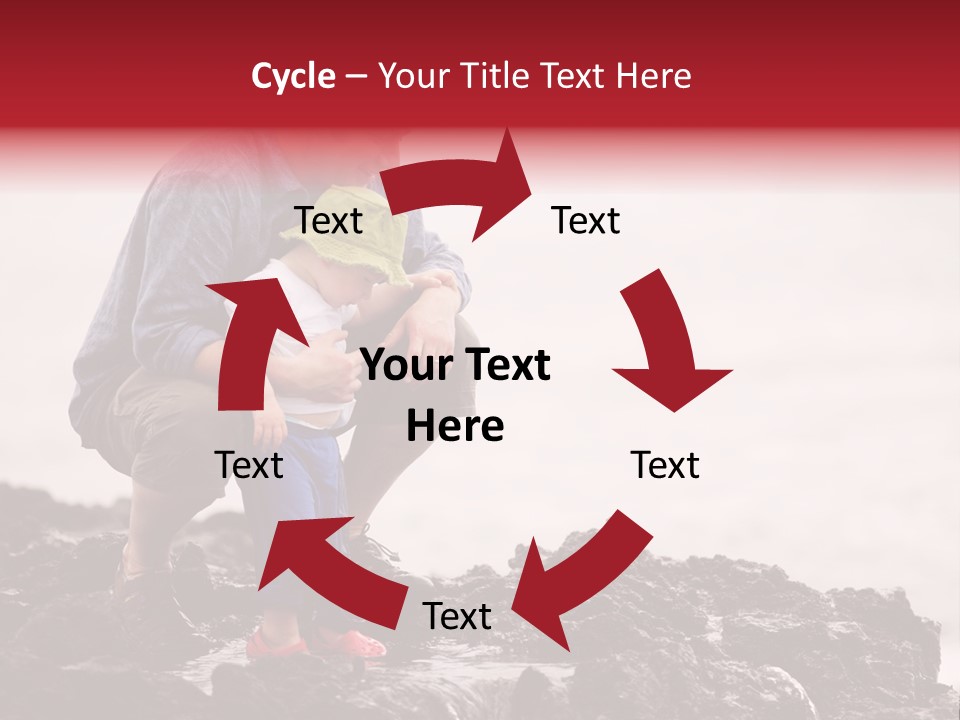 Young Father With Little Son Outdoors At Ocean PowerPoint Template