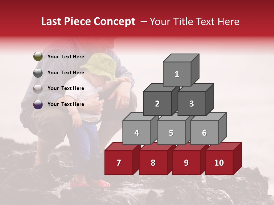 Young Father With Little Son Outdoors At Ocean PowerPoint Template