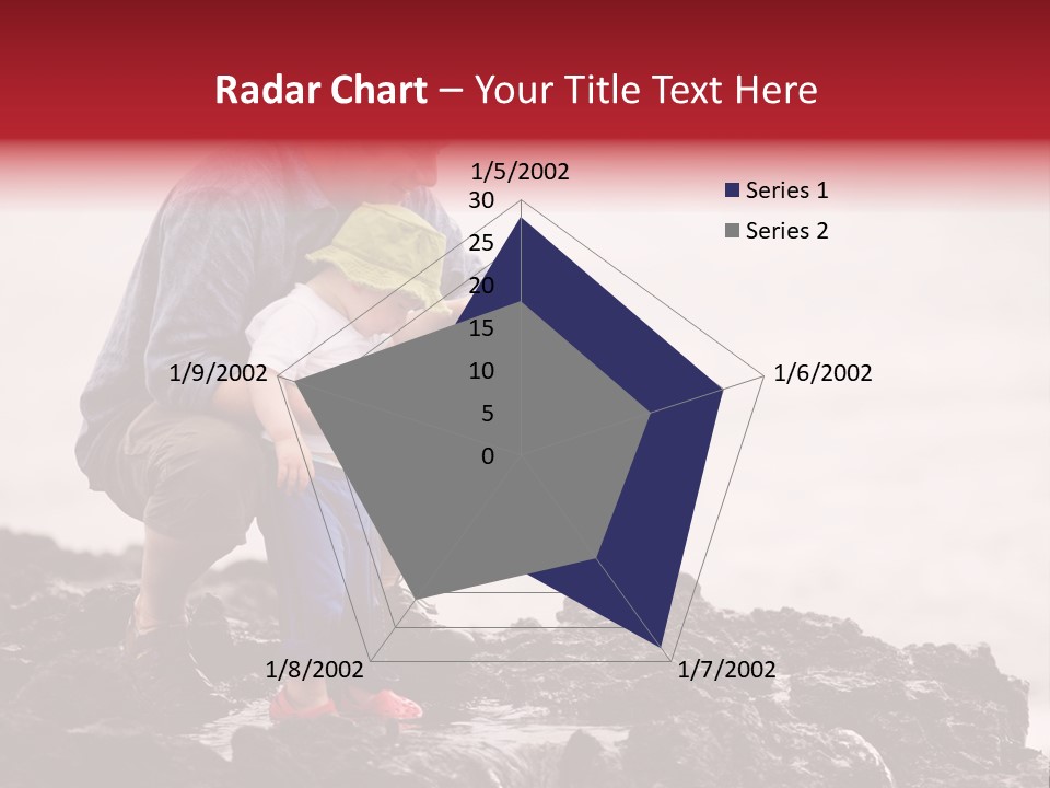 Young Father With Little Son Outdoors At Ocean PowerPoint Template