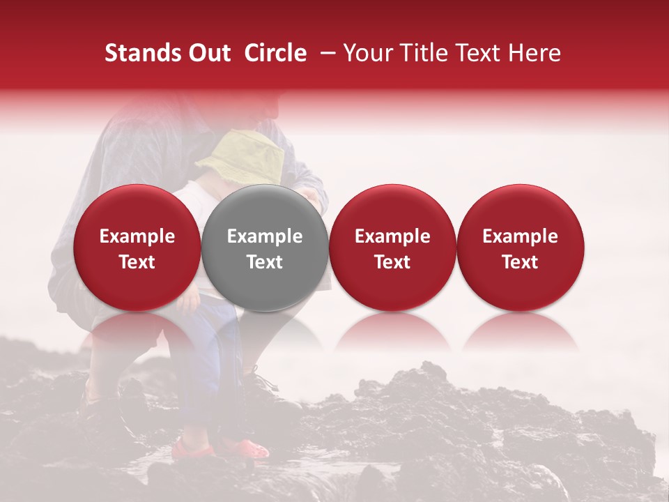 Young Father With Little Son Outdoors At Ocean PowerPoint Template