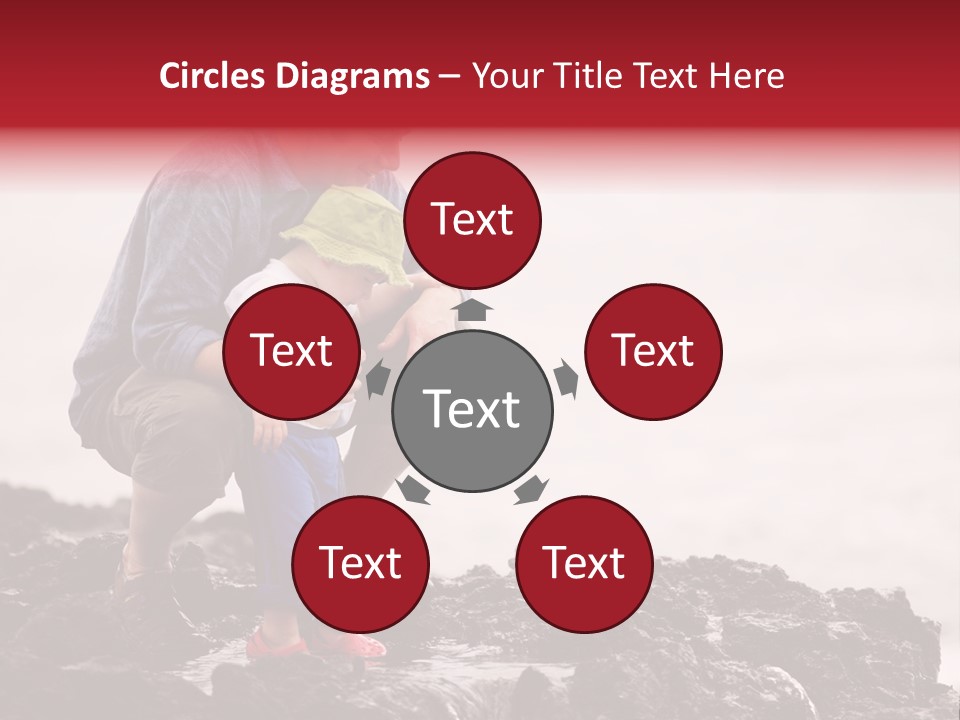 Young Father With Little Son Outdoors At Ocean PowerPoint Template