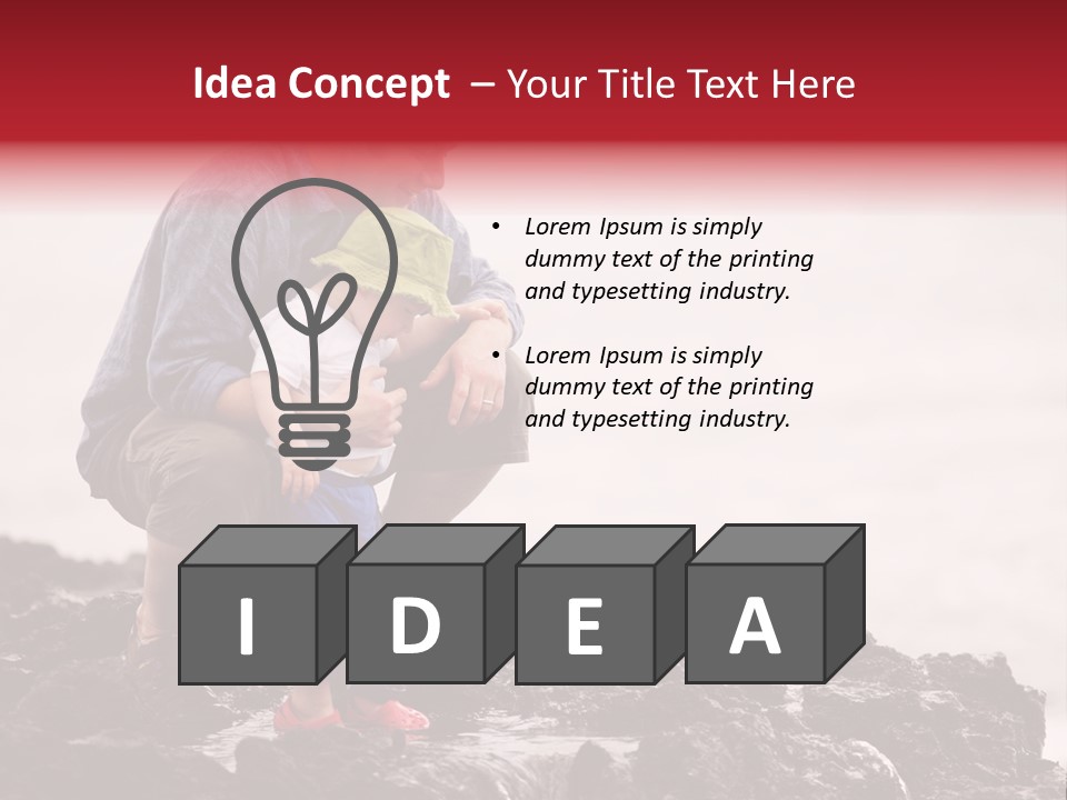 Young Father With Little Son Outdoors At Ocean PowerPoint Template