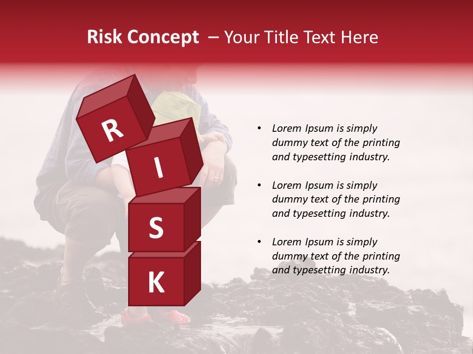 Young Father With Little Son Outdoors At Ocean PowerPoint Template