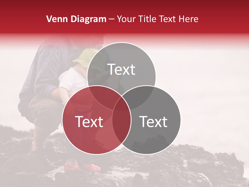 Young Father With Little Son Outdoors At Ocean PowerPoint Template