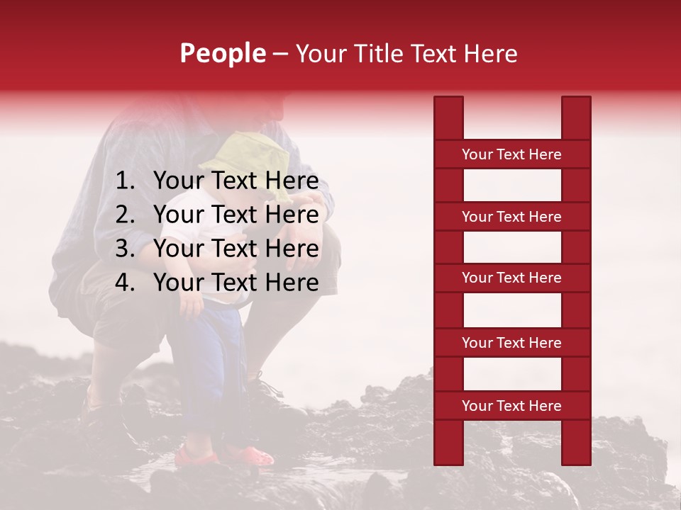 Young Father With Little Son Outdoors At Ocean PowerPoint Template