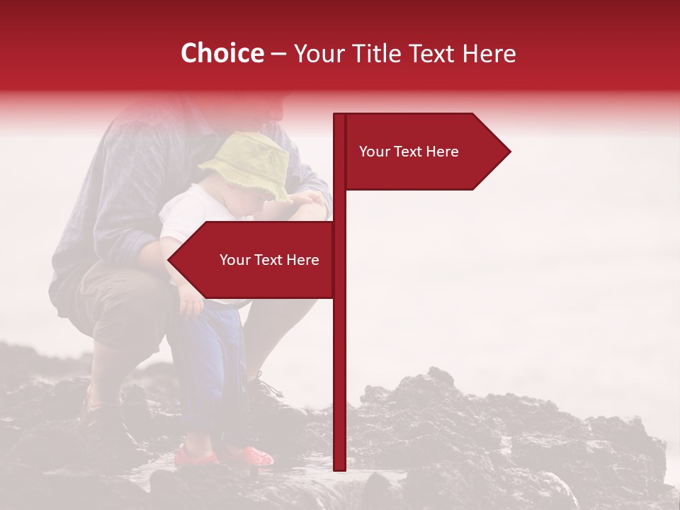 Young Father With Little Son Outdoors At Ocean PowerPoint Template