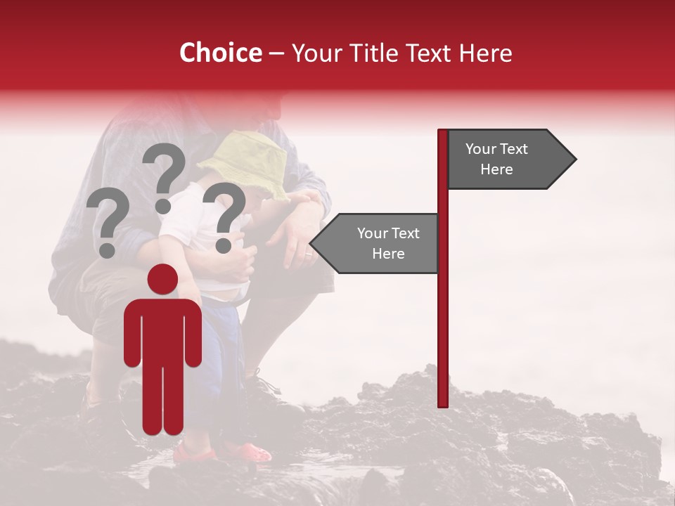 Young Father With Little Son Outdoors At Ocean PowerPoint Template