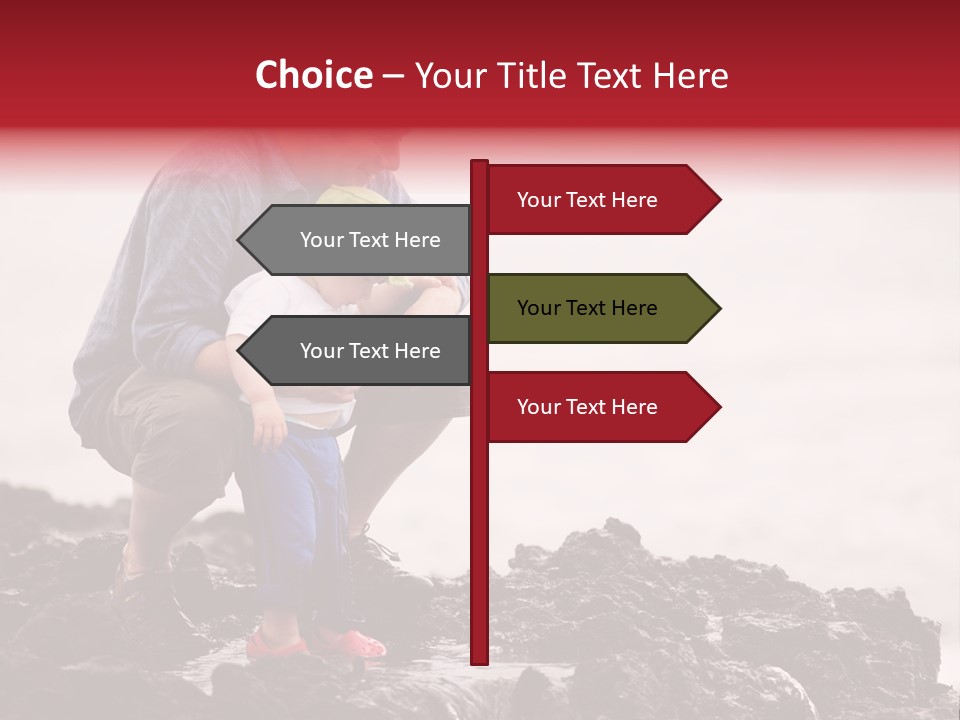 Young Father With Little Son Outdoors At Ocean PowerPoint Template