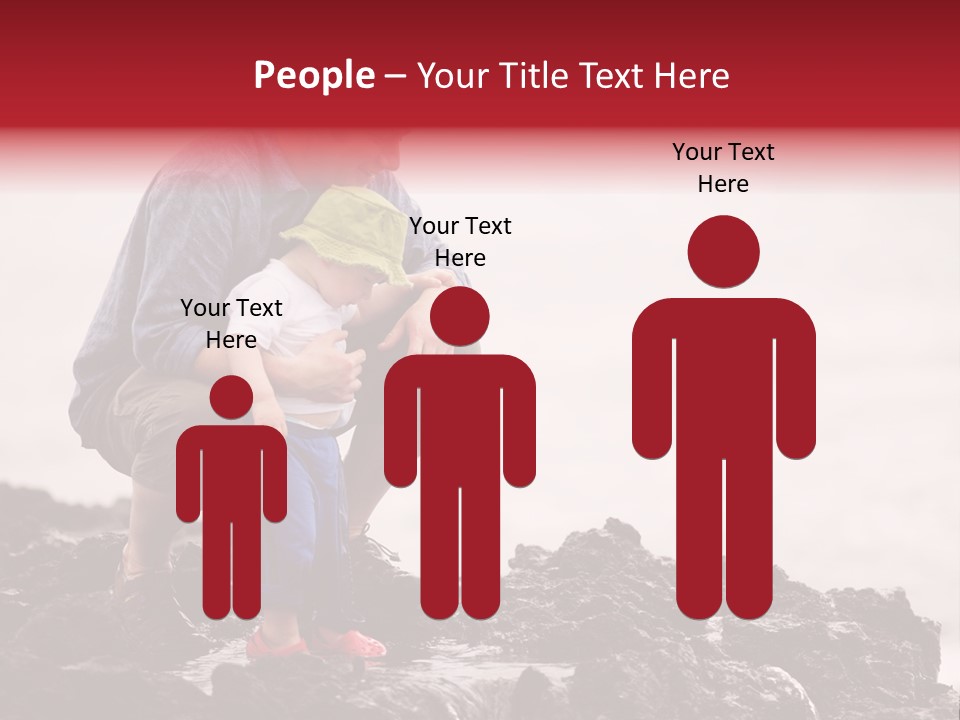 Young Father With Little Son Outdoors At Ocean PowerPoint Template