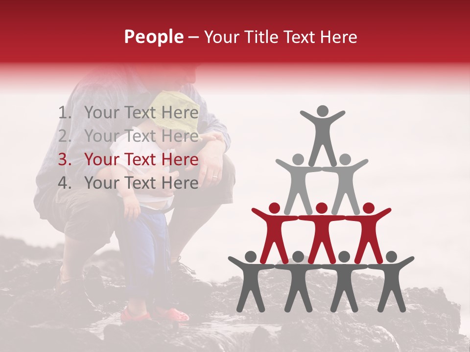 Young Father With Little Son Outdoors At Ocean PowerPoint Template