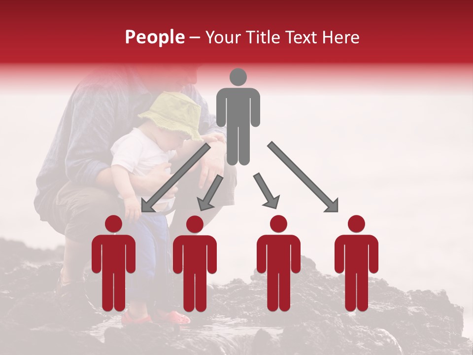 Young Father With Little Son Outdoors At Ocean PowerPoint Template