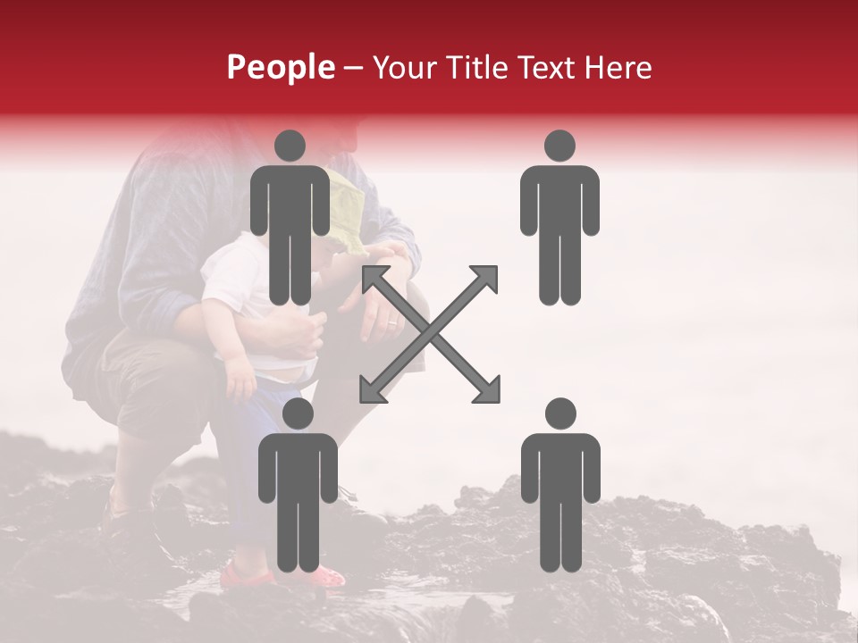 Young Father With Little Son Outdoors At Ocean PowerPoint Template