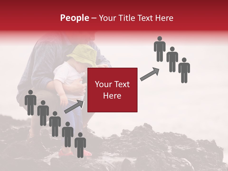 Young Father With Little Son Outdoors At Ocean PowerPoint Template