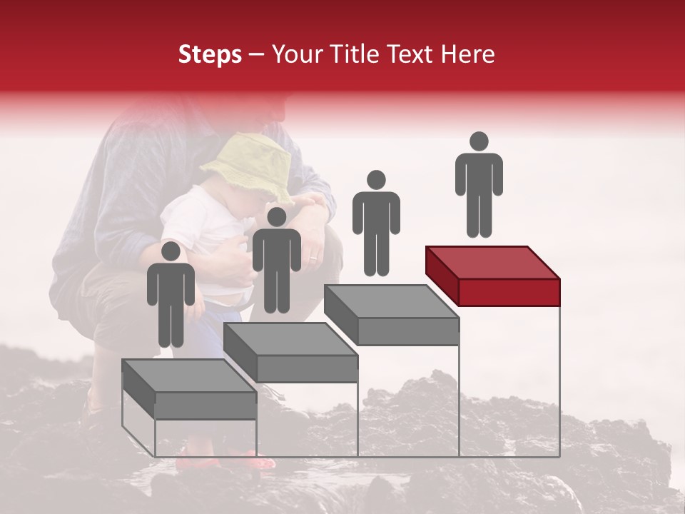 Young Father With Little Son Outdoors At Ocean PowerPoint Template