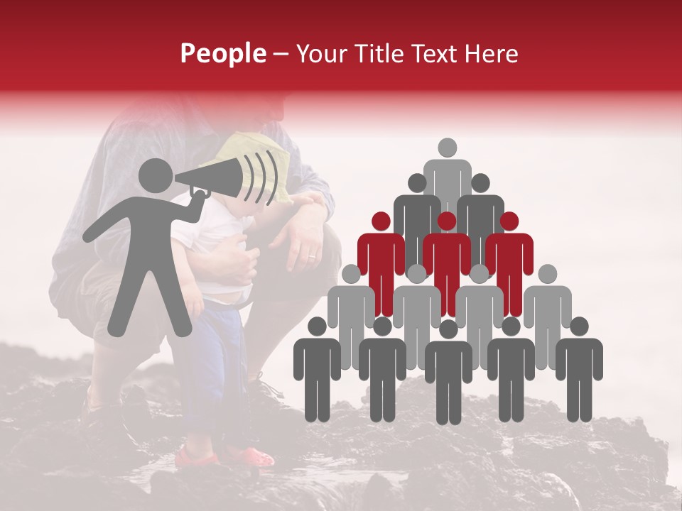 Young Father With Little Son Outdoors At Ocean PowerPoint Template