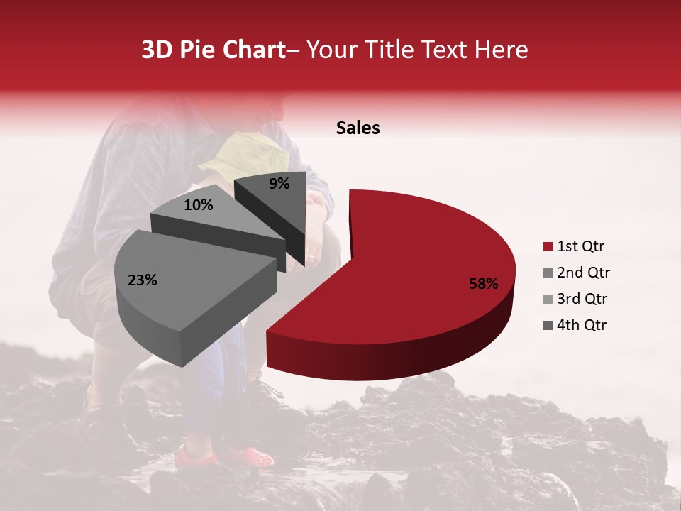 Young Father With Little Son Outdoors At Ocean PowerPoint Template