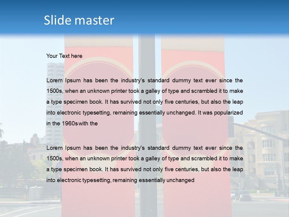 A Street Light On A City Street With Buildings In The Background PowerPoint Template