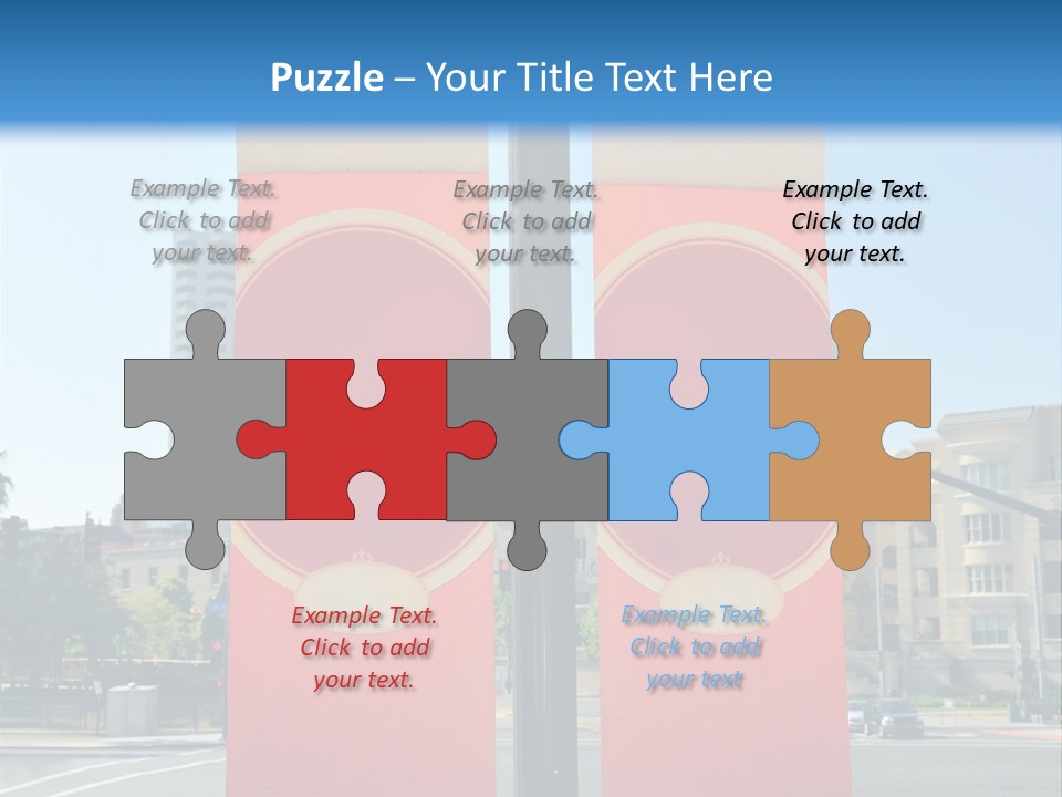 A Street Light On A City Street With Buildings In The Background PowerPoint Template