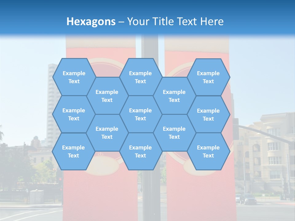 A Street Light On A City Street With Buildings In The Background PowerPoint Template