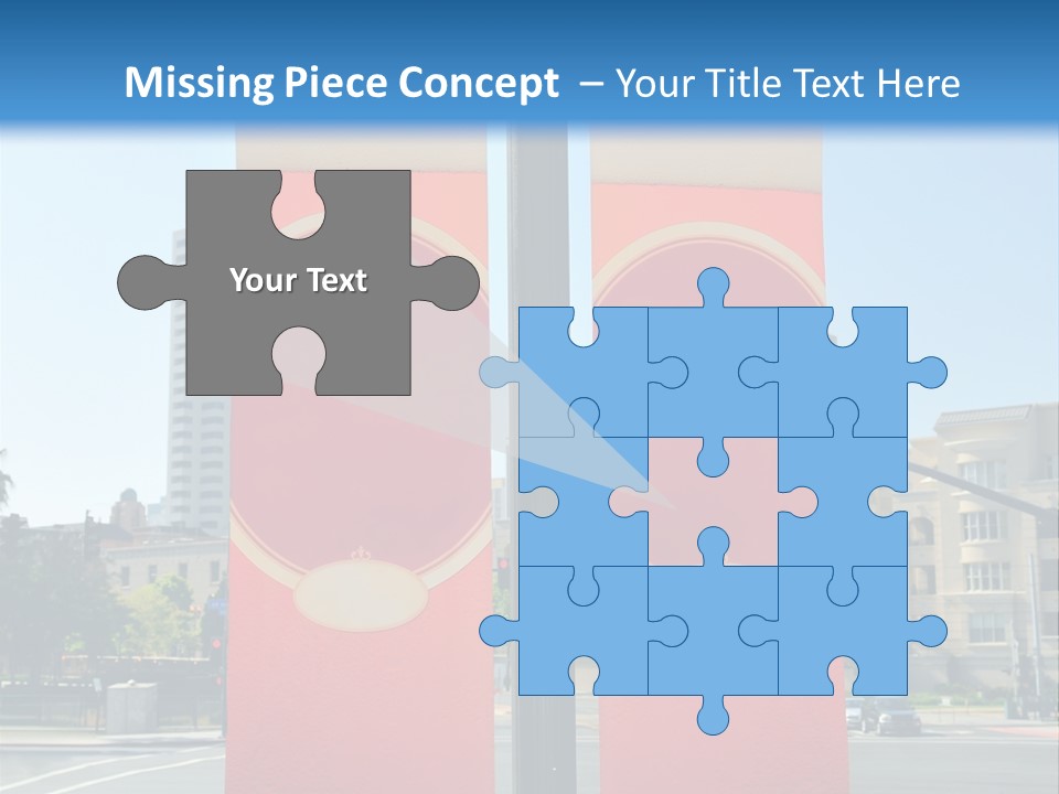 A Street Light On A City Street With Buildings In The Background PowerPoint Template