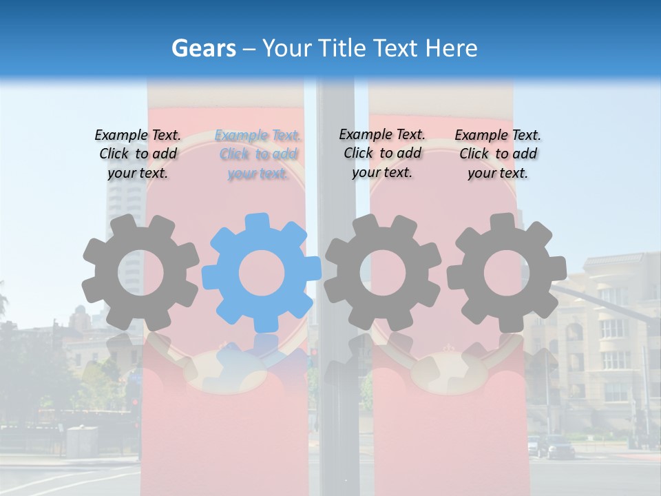 A Street Light On A City Street With Buildings In The Background PowerPoint Template