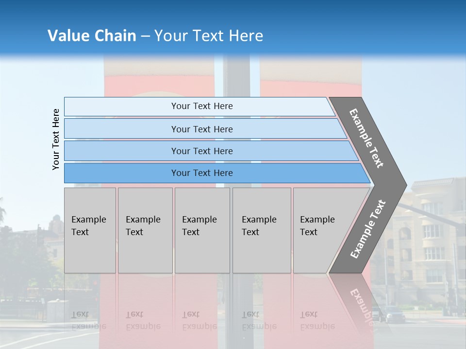 A Street Light On A City Street With Buildings In The Background PowerPoint Template