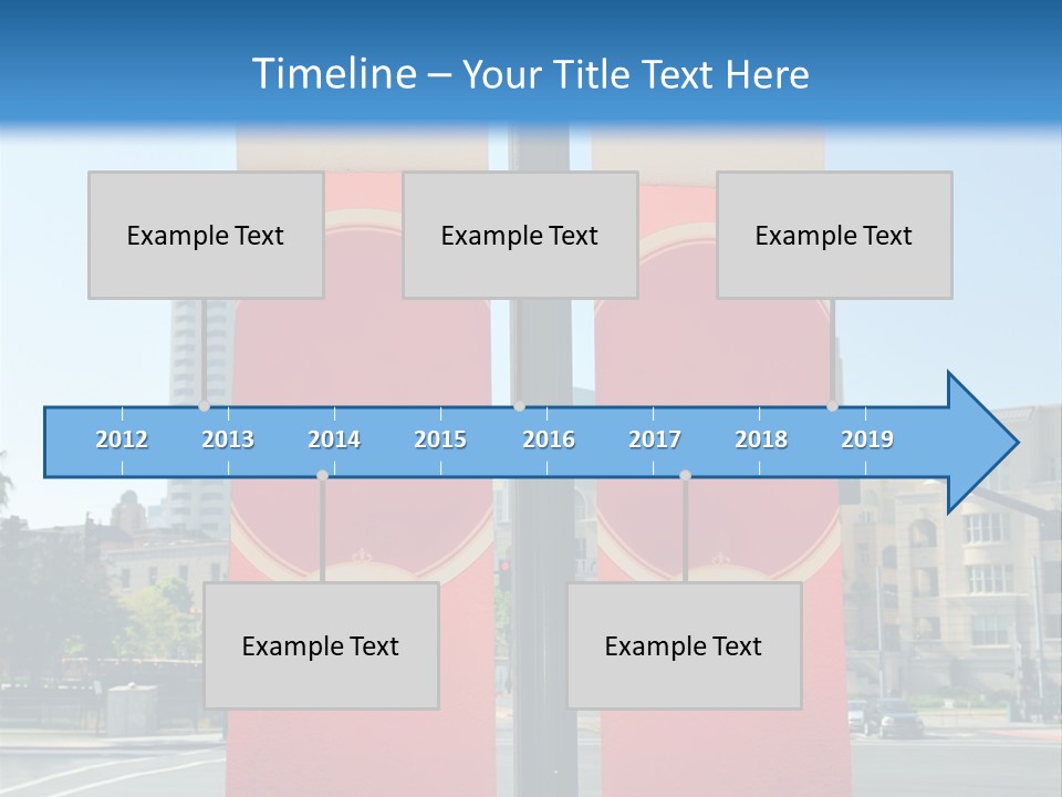 A Street Light On A City Street With Buildings In The Background PowerPoint Template