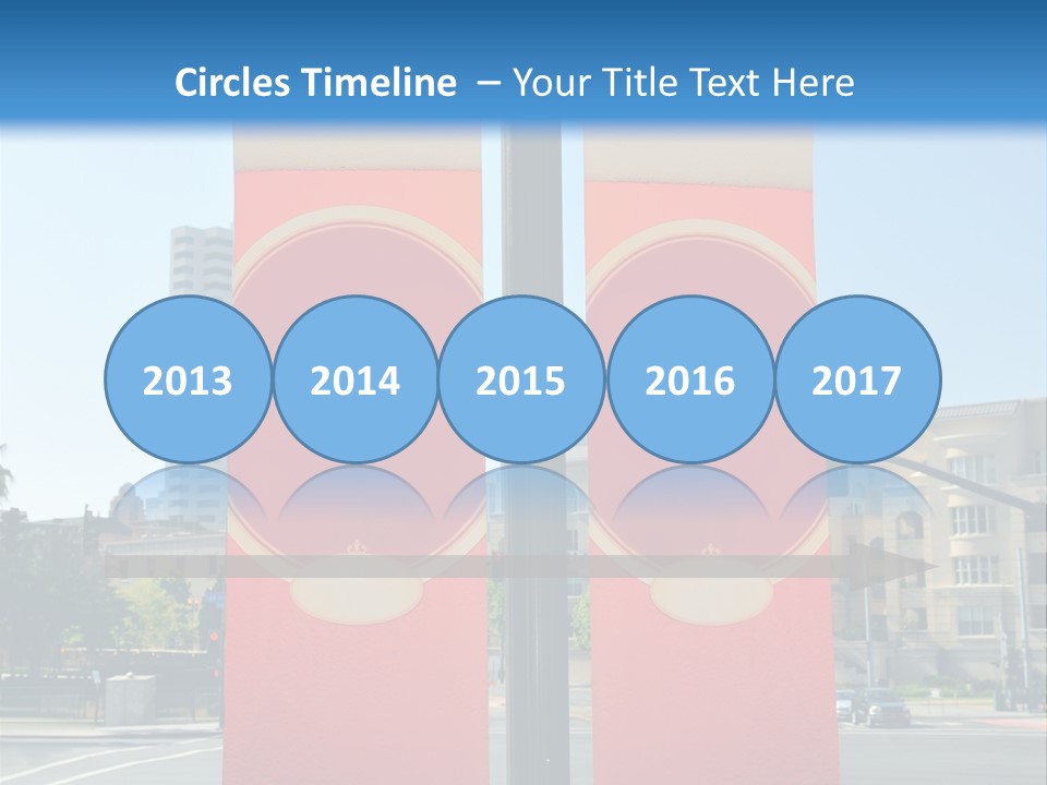 A Street Light On A City Street With Buildings In The Background PowerPoint Template