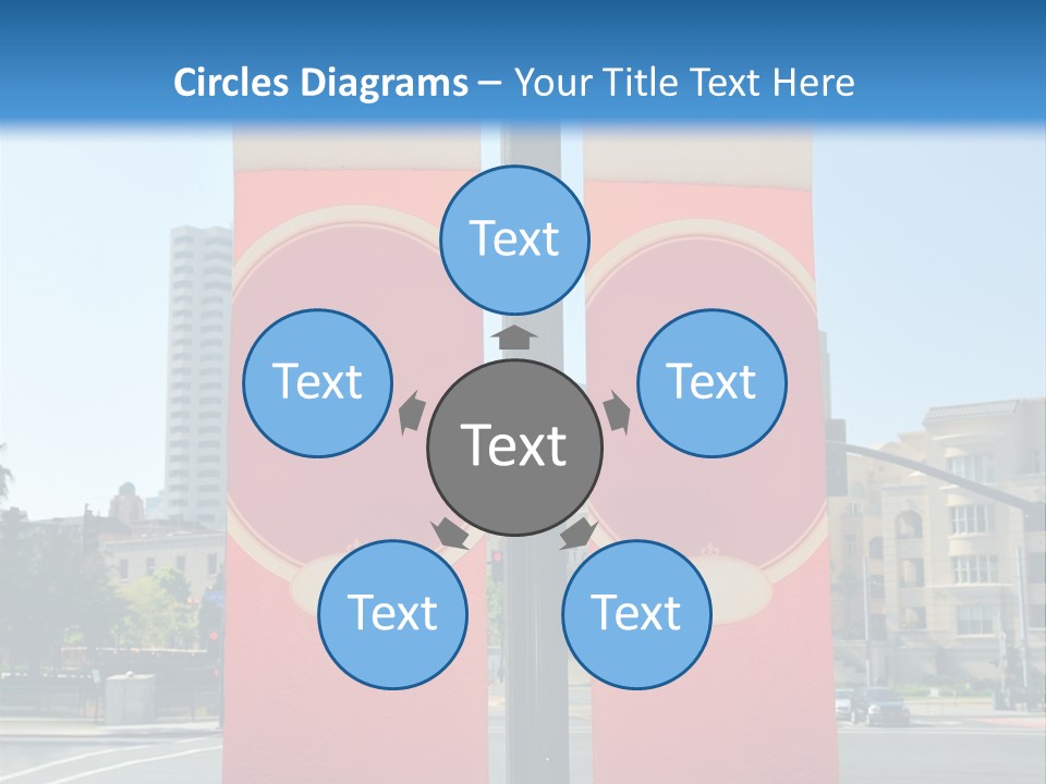 A Street Light On A City Street With Buildings In The Background PowerPoint Template