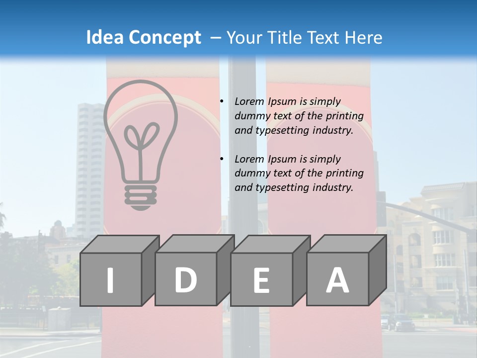 A Street Light On A City Street With Buildings In The Background PowerPoint Template