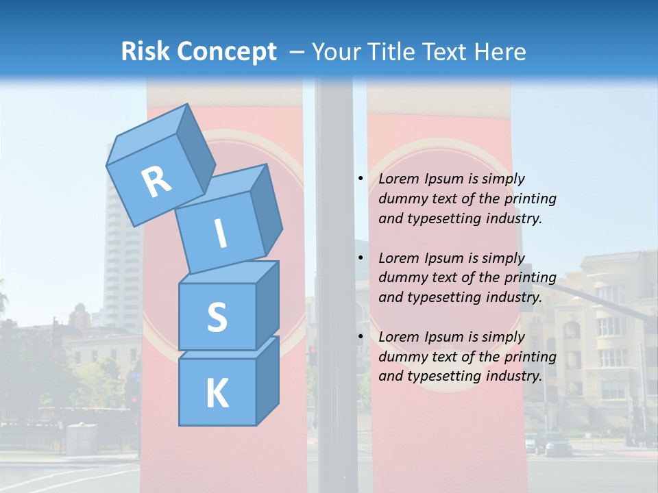 A Street Light On A City Street With Buildings In The Background PowerPoint Template