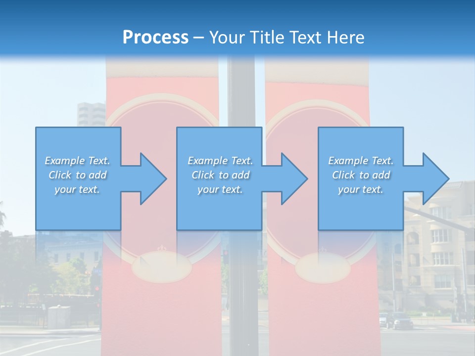 A Street Light On A City Street With Buildings In The Background PowerPoint Template