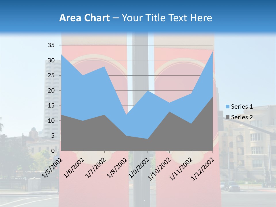A Street Light On A City Street With Buildings In The Background PowerPoint Template