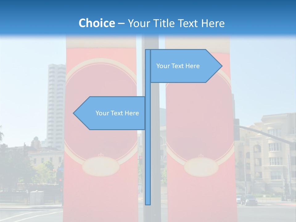 A Street Light On A City Street With Buildings In The Background PowerPoint Template