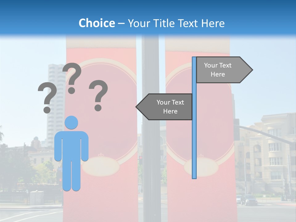 A Street Light On A City Street With Buildings In The Background PowerPoint Template