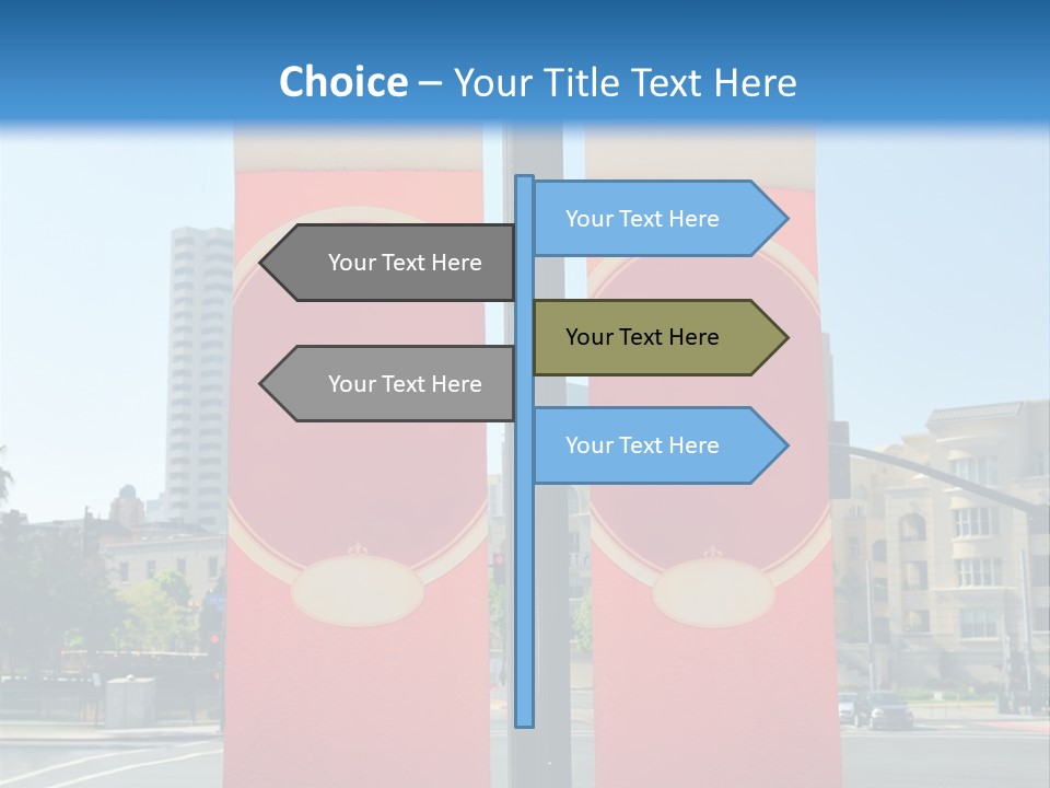A Street Light On A City Street With Buildings In The Background PowerPoint Template