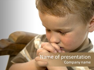 Five Year Old Boy Praying PowerPoint Template